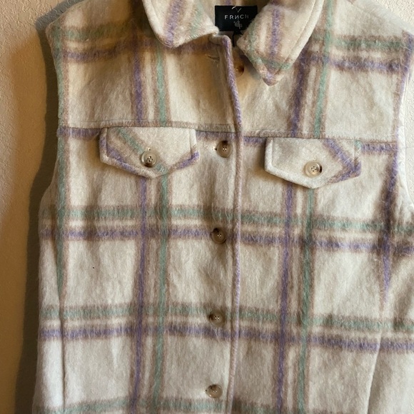 FRNCH Paris Sophie Wool Blend Brushed Plaid Preppy Academia Gorpcore Vest Size L - Picture 5 of 14